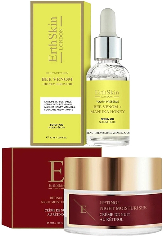 Набор - ErthSkin London Retinol Night + Bee Venom + Manuka Serum (serum/30ml + n/cr/50ml) — фото N1