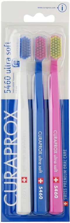 Набор зубных щеток «Ultra Soft», белая, синяя, розовая - Curaprox