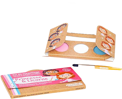 Набор для аквагрима для детей - Namaki Princess & Unicorn 3-Color Face Painting Kit (f/paint/7,5g + brush/1pc + acc/2pcs) — фото N2