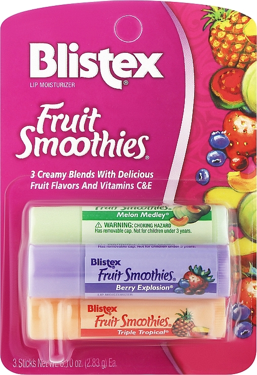 Набір зволожувальних бальзамів для губ - Blistex Fruit Smoothies (3х2.83g) — фото N1