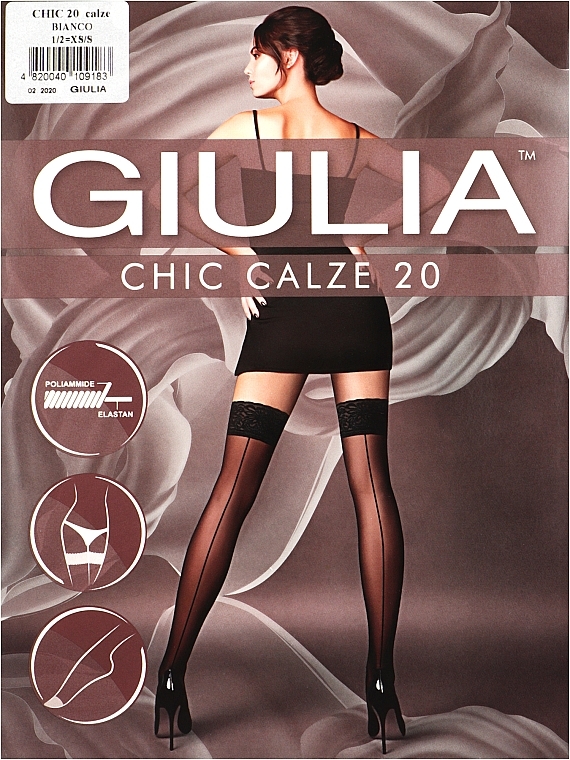 Чулки "Chic" 20 Den, calze-bianco - Giulia  — фото N1