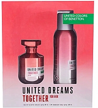 Духи, Парфюмерия, косметика Benetton United Dreams Together For Her - Набор (edt/80ml + deo/150ml)