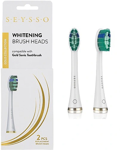 Сменная насадка для зубной щетки, 2 шт. - Seysso Gold Whitening Brush Heads White — фото N1