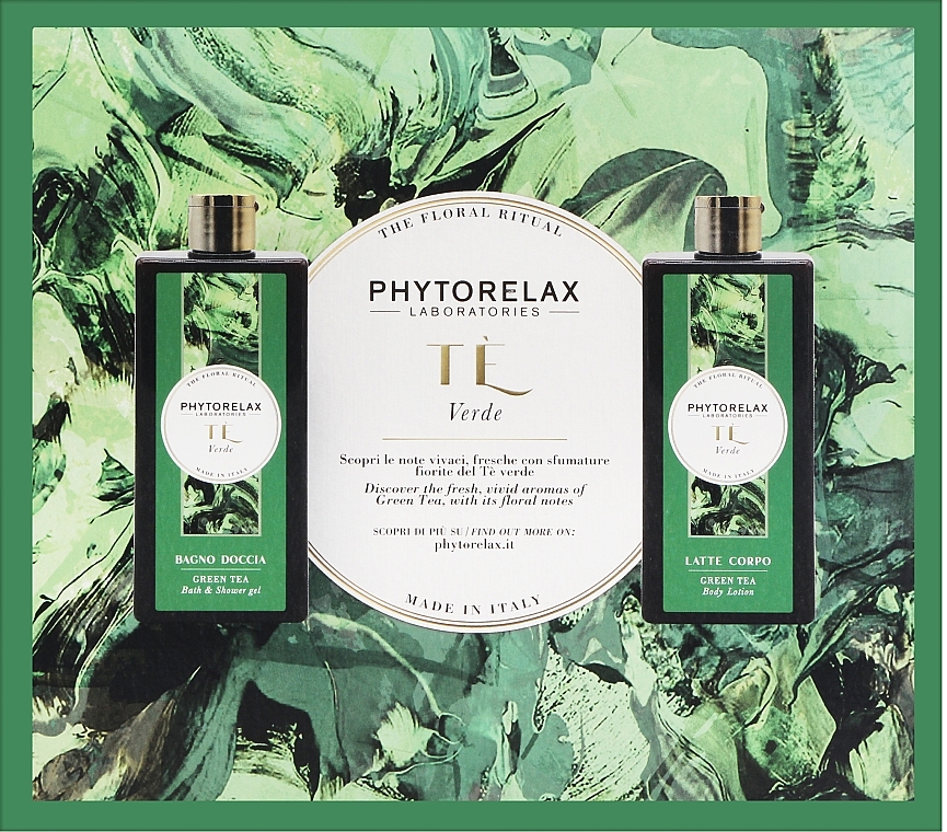 УЦІНКА Набір - Phytorelax Laboratories The Floral Ritual Green Tea (sh/gel/250ml + b/lot/250ml) * — фото N1