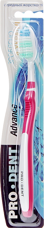 Зубна щітка ''Advance'', середньої жорсткості, малинова - Pro Dent — фото N1