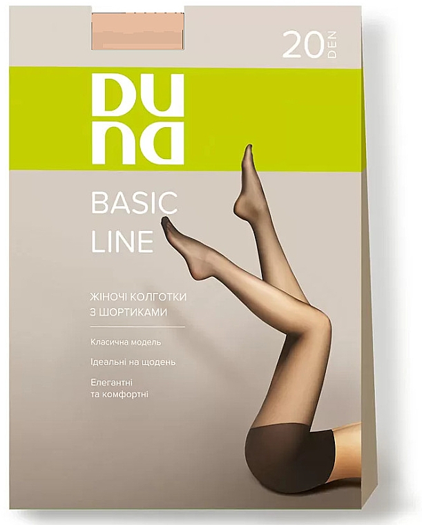 Колготки жіночі з шортиками "Basic Line", 20 Den, бежевий - Duna — фото N1