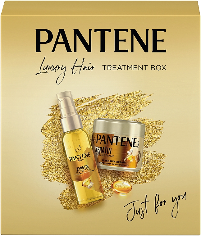 Набор - Pantene Pro-V Luxury Hair Treatment Box (h/oil/100ml + h/mask/300ml) — фото N1