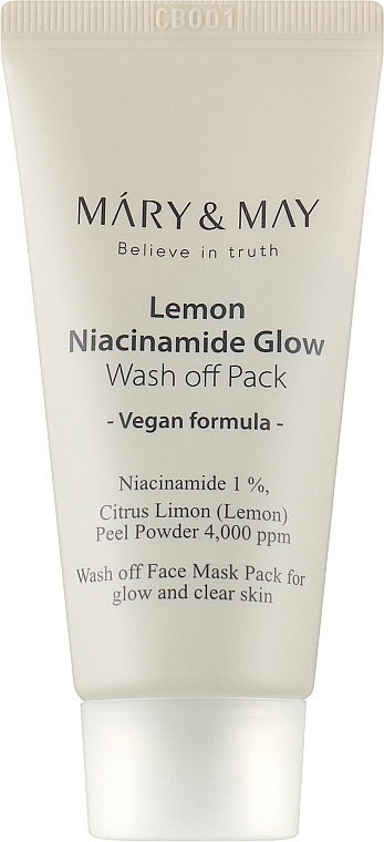 Очищувальна маска для вирівнювання тону шкіри з ніацинамідом - Mary & May Lemon Niacinamide Glow Wash Off Pack — фото N1