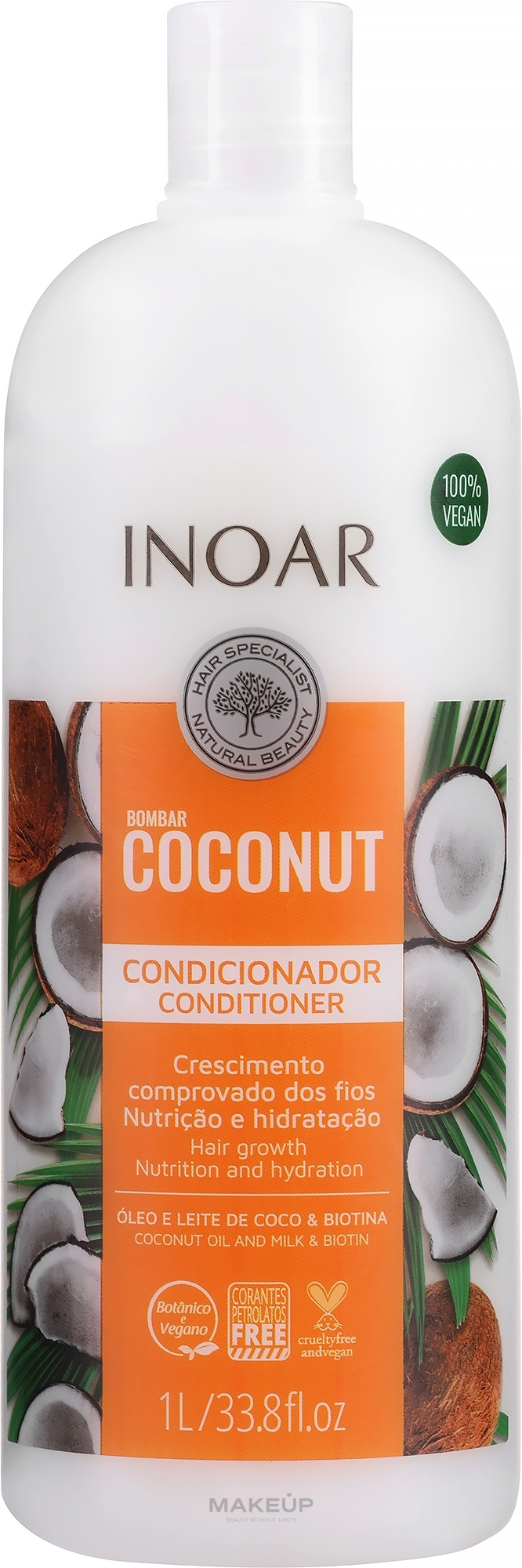 Безсульфатний кондиціонер для волосся - Inoar Bombar Coconut Conditioner — фото 1000ml