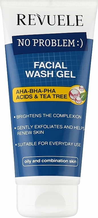 Гель для умывания с кислотами и чайным деревом - Revuele No Problem АНА-ВНА-РНА Facial Wash Gel