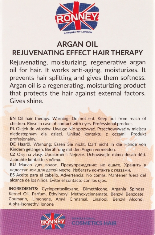 Масло для усталых волос - Ronney Professional Argan Oil Rejuvenating Hair Therapy — фото N3
