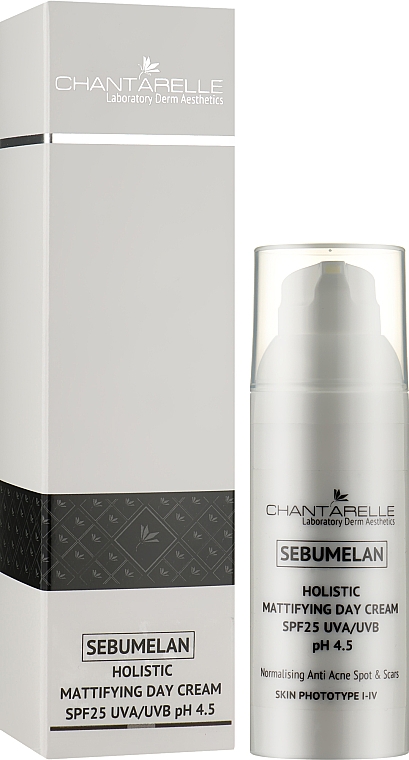 Освітлювальний і нормалізувальний денний крем - Chantarelle Sebumelan Holistic Mattifying Day Cream SPF25 UVA/UVB — фото N2