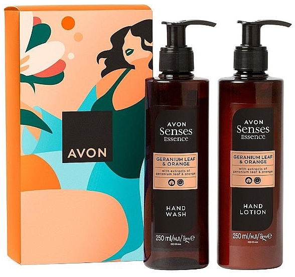 Набір "Лист герані та апельсин" - Avon Senses Essence Geranium Leaf & Orange (h/lot/250ml + h/wash/250ml) — фото N1