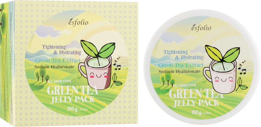 Гель-маска для лица с экстрактом зеленого чая - Esfolio Green Tea Jelly Pack