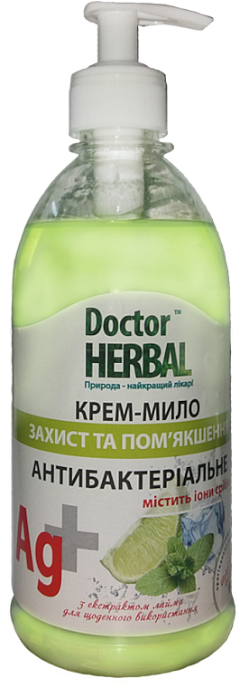 Жидкое антибактериальное крем-мыло "Защита и смягчение" с экстрактом лайма - Doctor Herbal — фото N1