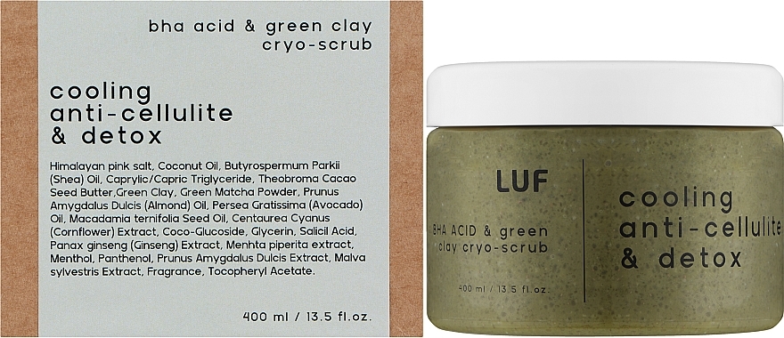 Детокс крио-скраб для тела с BHA кислотой и зеленой глиной - Luff BHA Acid & Green Clay Cryo Scrub — фото N2