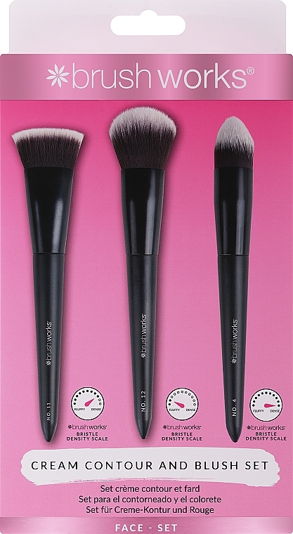 Набір пензлів для макіяжу, 3 шт. - Brushworks Cream Contour And Blush Set — фото N2