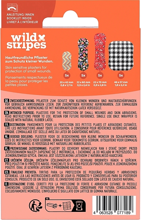 Набір пластирів, 20 шт. - Wild Stripes Plasters Classic Sensitive Fashion — фото N2