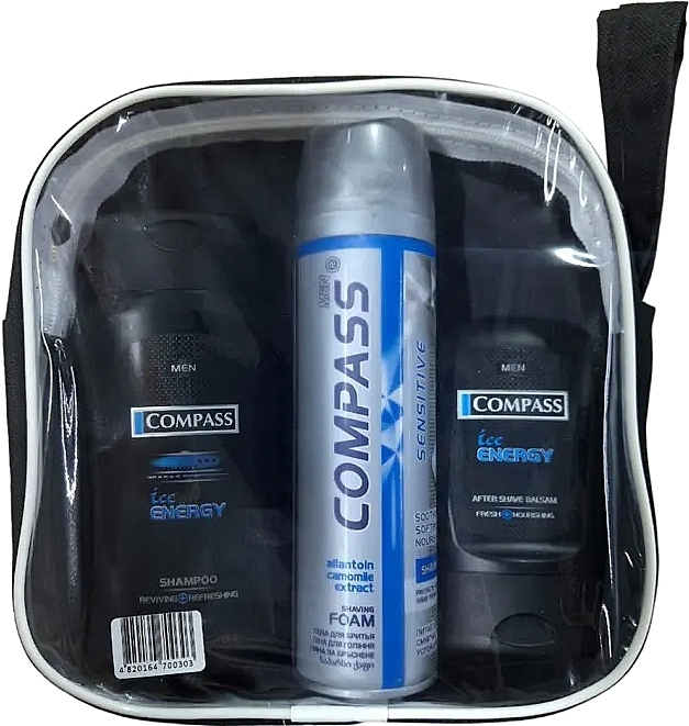 Набір чоловічий "Ice Energy" - Compass (shm/250ml + ash/balm/100ml + foam/200ml + bag) — фото N1