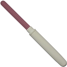 Керамічна пилочка для нігтів у сірому кейсі, рожева кліпса - Erlinda Solingen NailMaid Ceramic Nail File In Light Grey Case With Clip — фото N2