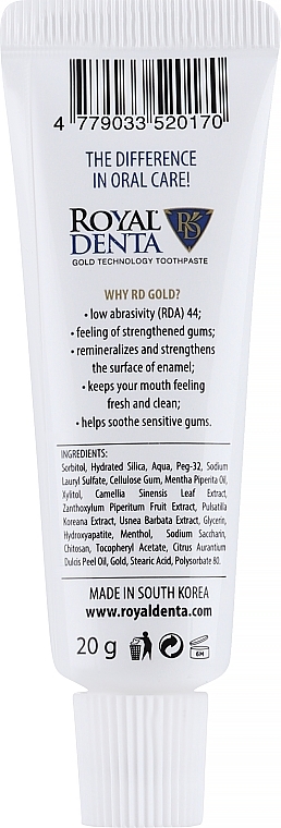 Набір, варіант 1 - Royal Denta Gold (toothbrush/2pcs + toothpaste/20g + cosmetic bag/1pc) — фото N3