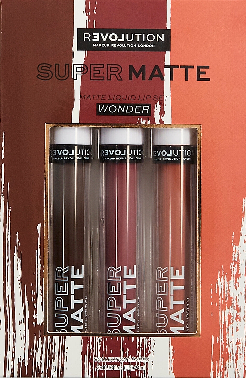 Набір рідких матових помад для губ - Relove By Revolution Super Matte Liquid Lip Set  Wonder (lipstick/3x4ml) — фото N1
