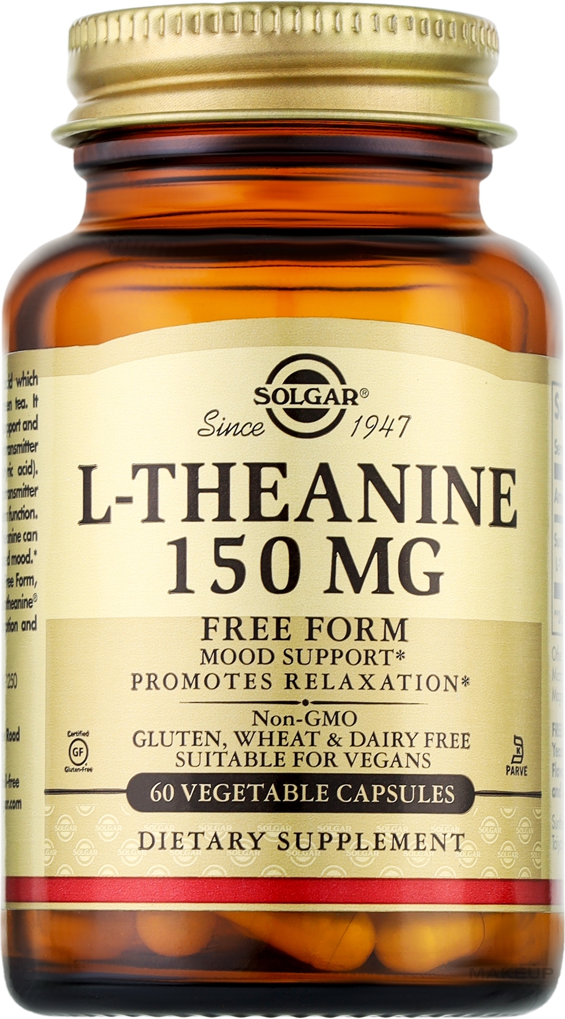 L-теанін, 150 мг - Solgar L-Theanine — фото 60шт
