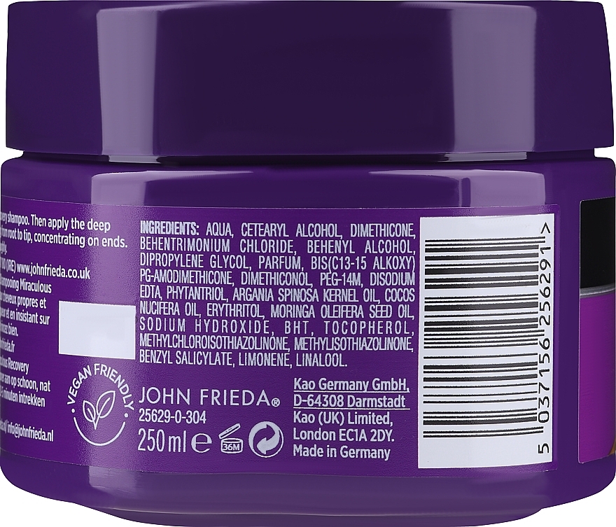 Маска для интенсивного ухода за непослушными волосами - John Frieda Frizz-Ease Miraculous Recovery Deep Conditioner — фото N2