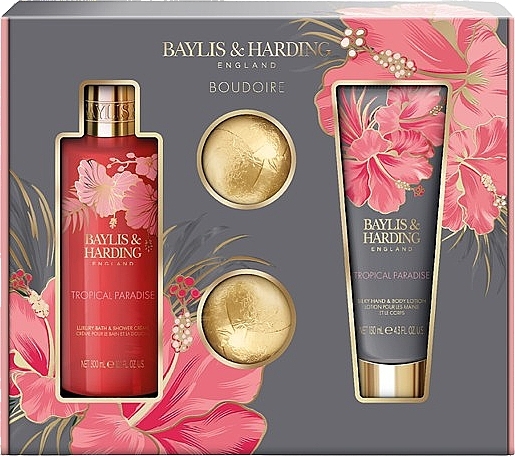 Набір - Baylis & Harding Boudoire Tropical Paradise Luxury Bathing Treats Gift Set (sh/cr/300ml + lot/200ml + b/bombs/2x75g) — фото N1