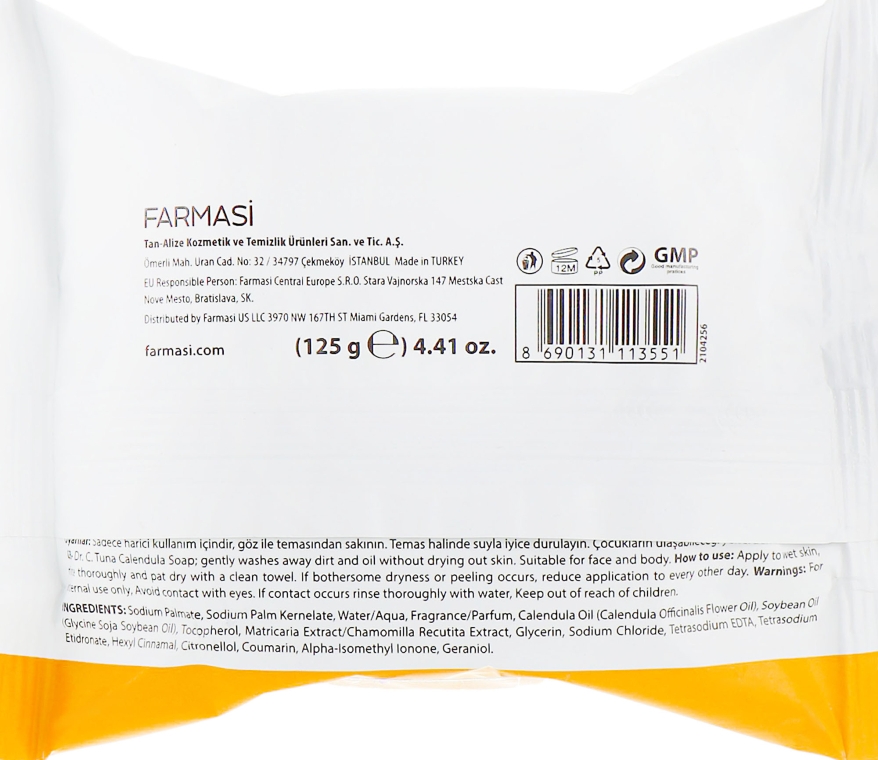 Натуральное мыло с маслом календулы - Farmasi Dr. C. Tuna Calendula Soap — фото N2