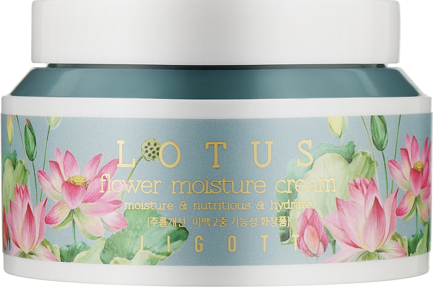 Зволожувальний крем для обличчя з екстрактом лотоса - Jigott Flower Lotus Moisture Cream
