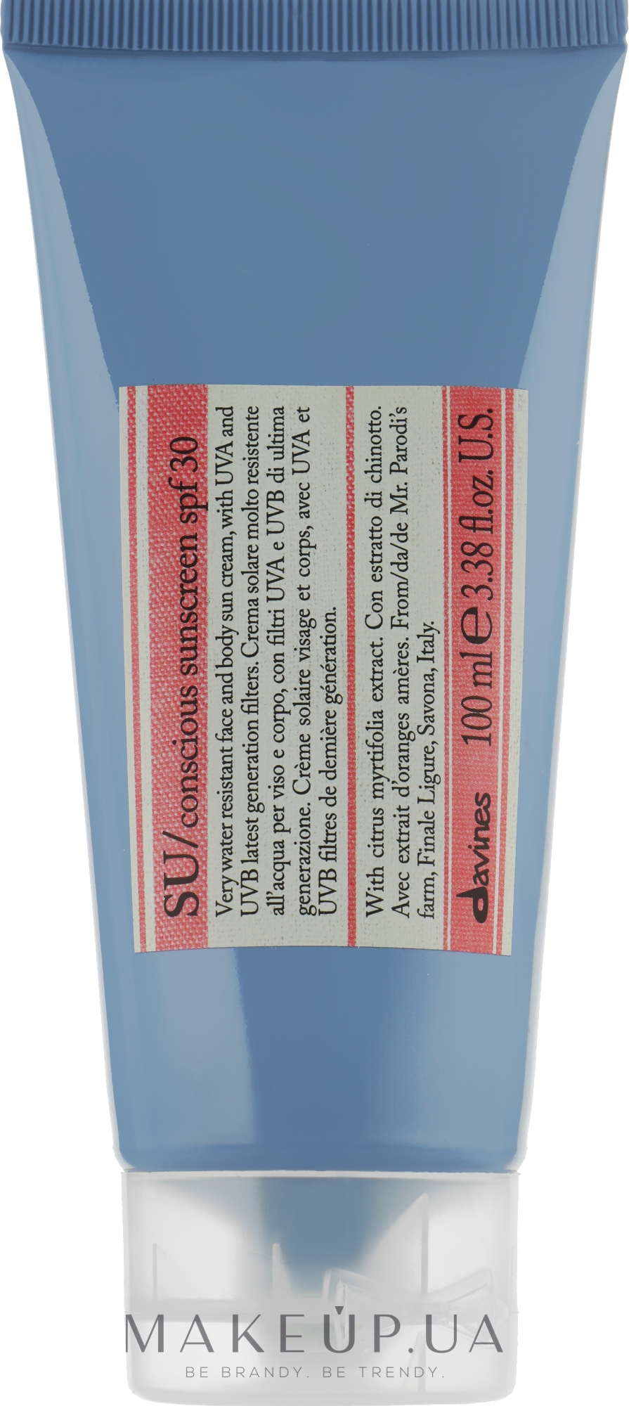 Сонцезахисний крем з SPF 30 - Davines SU Conscious Sunscreen Protective Cream SPF30 — фото 100ml