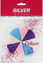 Спонж для макіяжу "Трикутники", SSp-222, 8 в 1 - Silver Style — фото N2