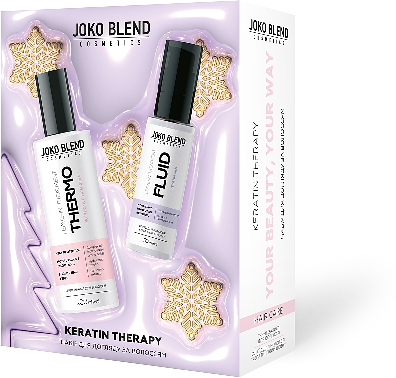 Набор новогодний по уходу за волосами - Joko Blend Keratin Therapy  (spray/200ml + fluid/50ml)