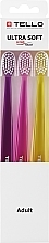 Парфумерія, косметика Набір зубних щіток, екстрам'яких, 6240, рожева + жовта + фіолетова - Tello