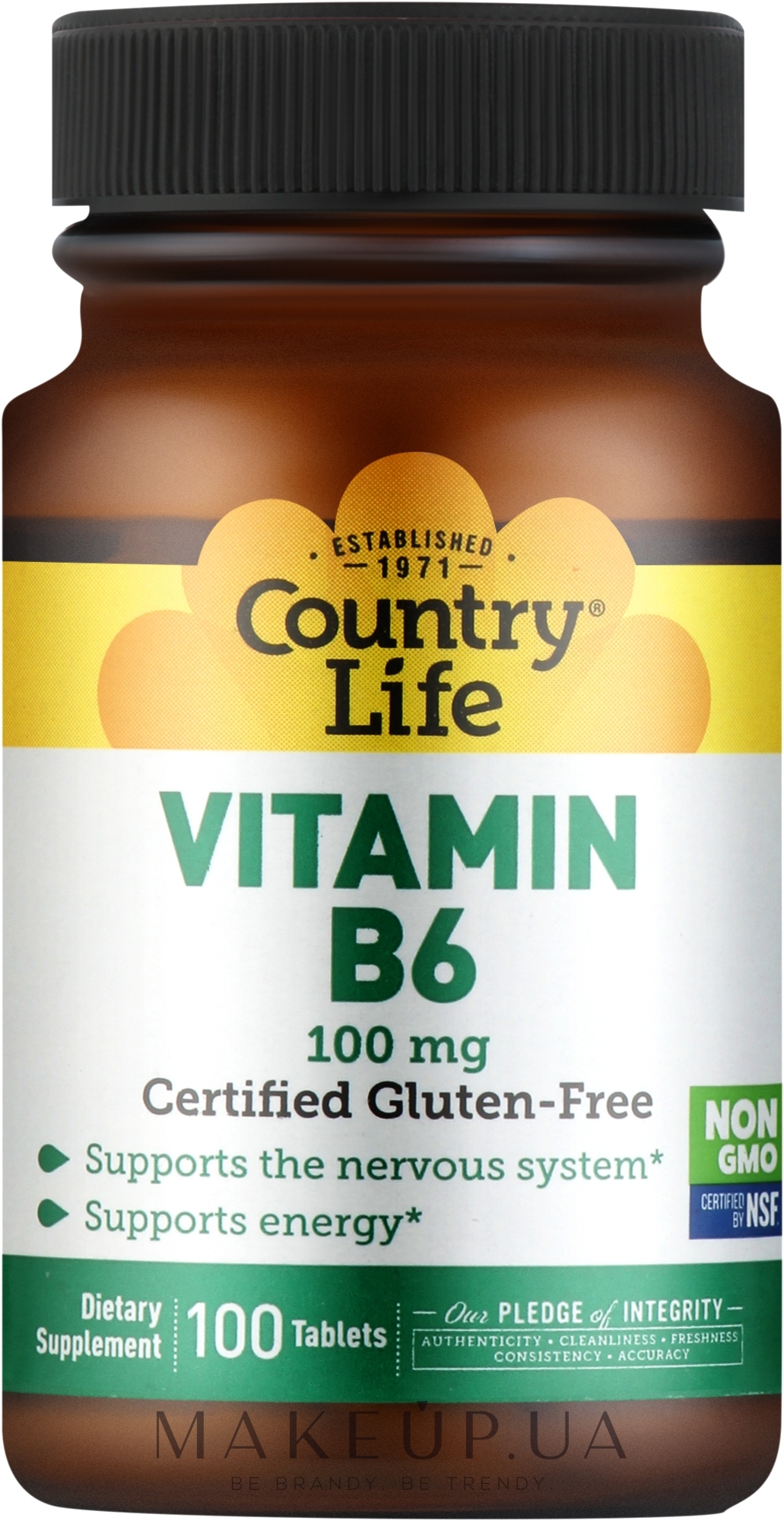 Витамин В6, 100 мг - Country Life Vitamin B6 100 mg — фото 100шт