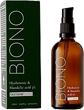 УЦЕНКА Тонер для лица с гиалуроновой и миндальной кислотой 5% - Biono Hyaluronic & Mandelic Acid 5% Face Toner * — фото N2