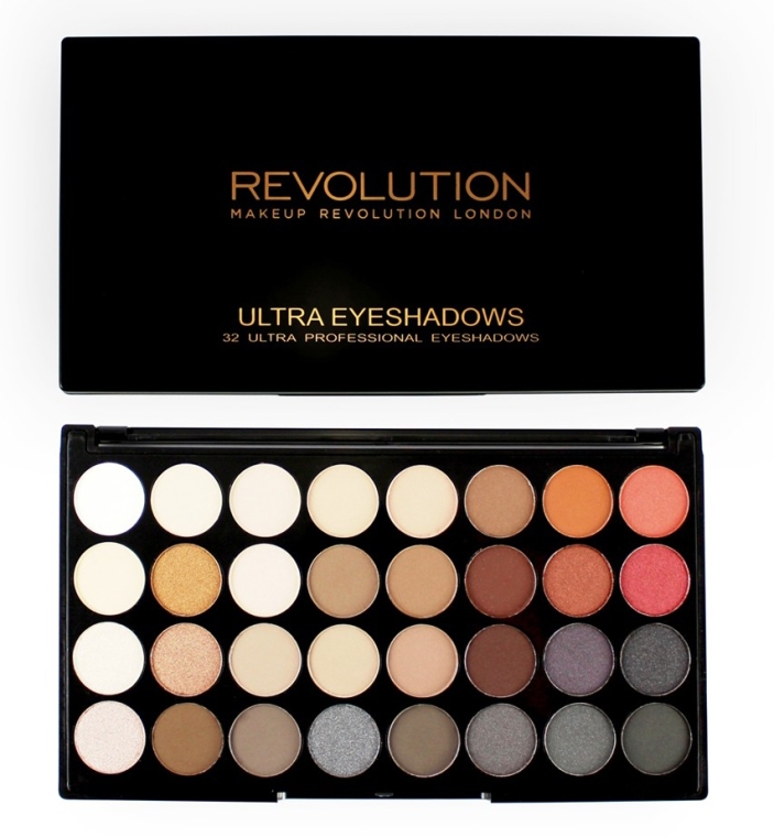 Палетка теней для век, 32 оттенка - Makeup Revolution Ultra 32 Shade Palette Flawless 2 — фото N1