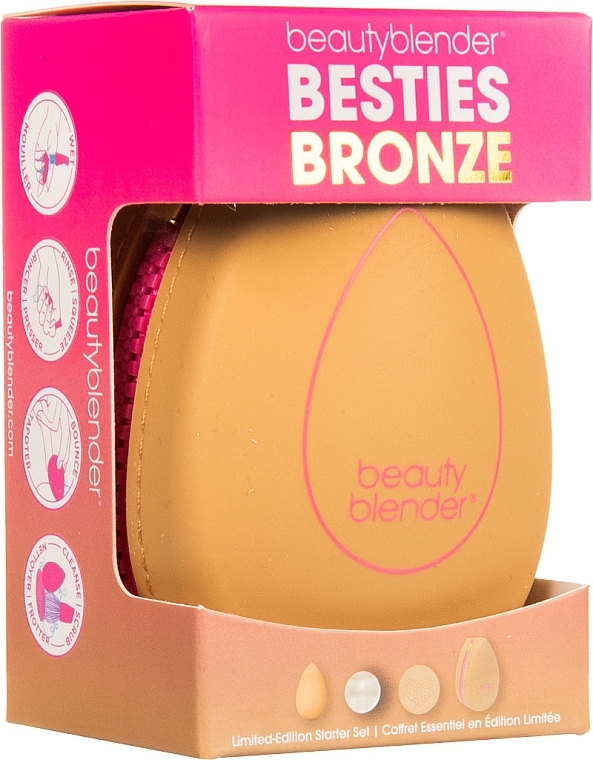 Набір - Beautyblender Besties Bronze Starter Set (sponge/1pcs + soap/16g + cleans/mat/1pcs + bag) — фото N2