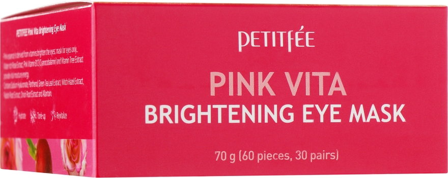 Освітлювальні патчі під очі на основі есенції рожевої води - Petitfee&Koelf Pink Vita Brightening Eye Mask — фото N2