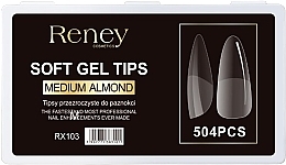 Типсы для ногтей, акриловые, прозрачные, 504 шт. - Reney Cosmetics Soft Gel Tips Medium Almond RX-103 — фото N1