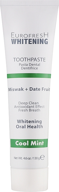 Отбеливающая зубная паста с мисваком и финиками - Farmasi Eurofresh Whitening Toothpaste Miswak + Date Fruit — фото N1