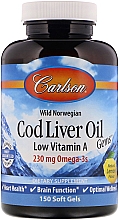 Парфумерія, косметика Олія печінки тріски, запах лимона, 230 мг - Carlson Labs Cod Liver Oil Gems