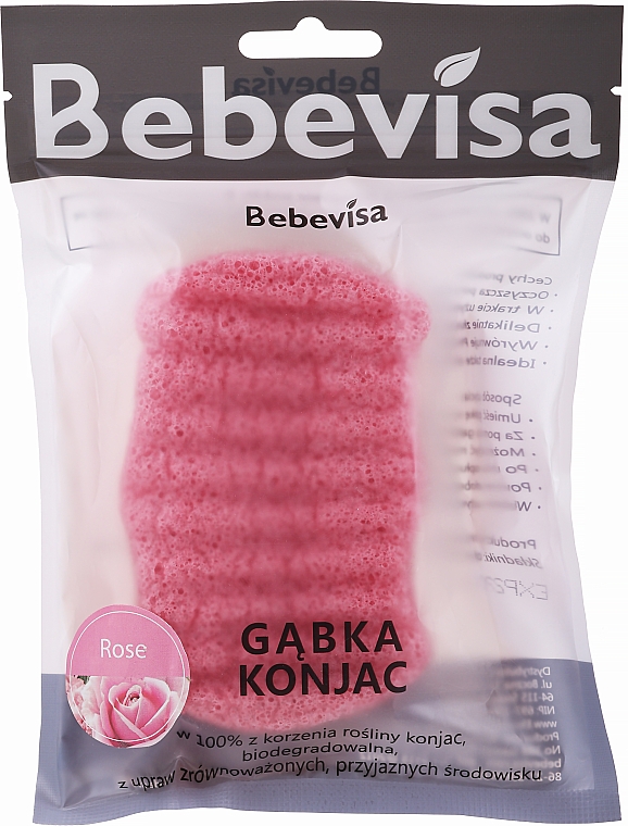 Спонж для обличчя й тіла "Троянда" - Bebevisa Konjac Sponge — фото N1