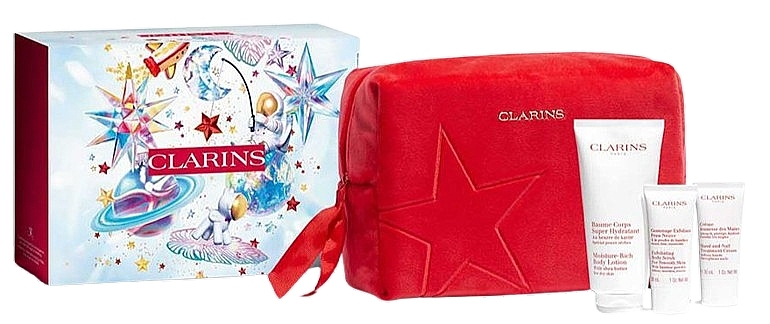 Набір - Clarins Body Care Essentials Set (b/lot/200ml + b/scr/30ml + h/cr/30ml + bag/1pc) — фото N1