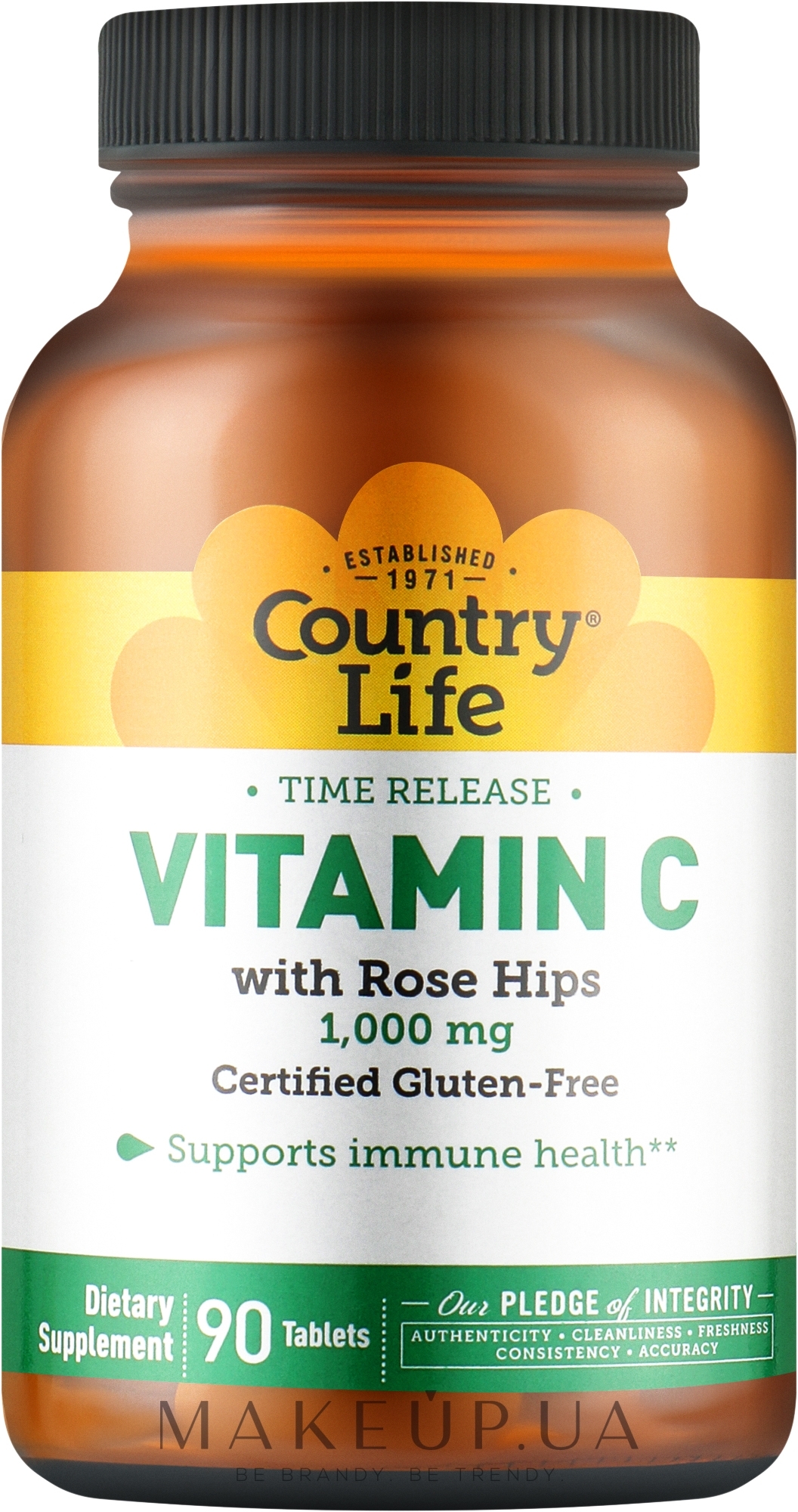 Харчова добавка "Вітамін С 1000 мг" - Country Life Vitamin C 1000 mg with Rose Hips — фото 90шт