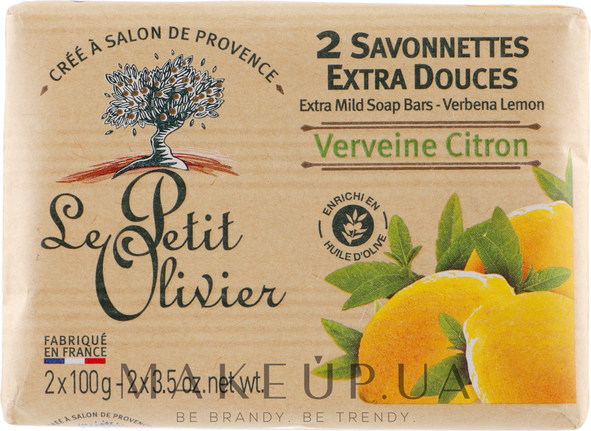 Мило екстраніжне, з екстрактом вербени і лимона - Le Petit Olivier - 2 extra mild soap bars - Verbena and Lemon — фото 2x100g