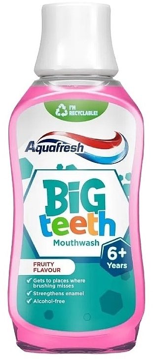 Ополаскиватель для полости рта, фруктово-мятный вкус - Aquafresh Big Teeth 6+ Years Fruity Mint Flavour — фото N1