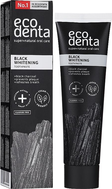Черная отбеливающая зубная паста, без фтора - Ecodenta Black Whitening Toothpaste — фото N4