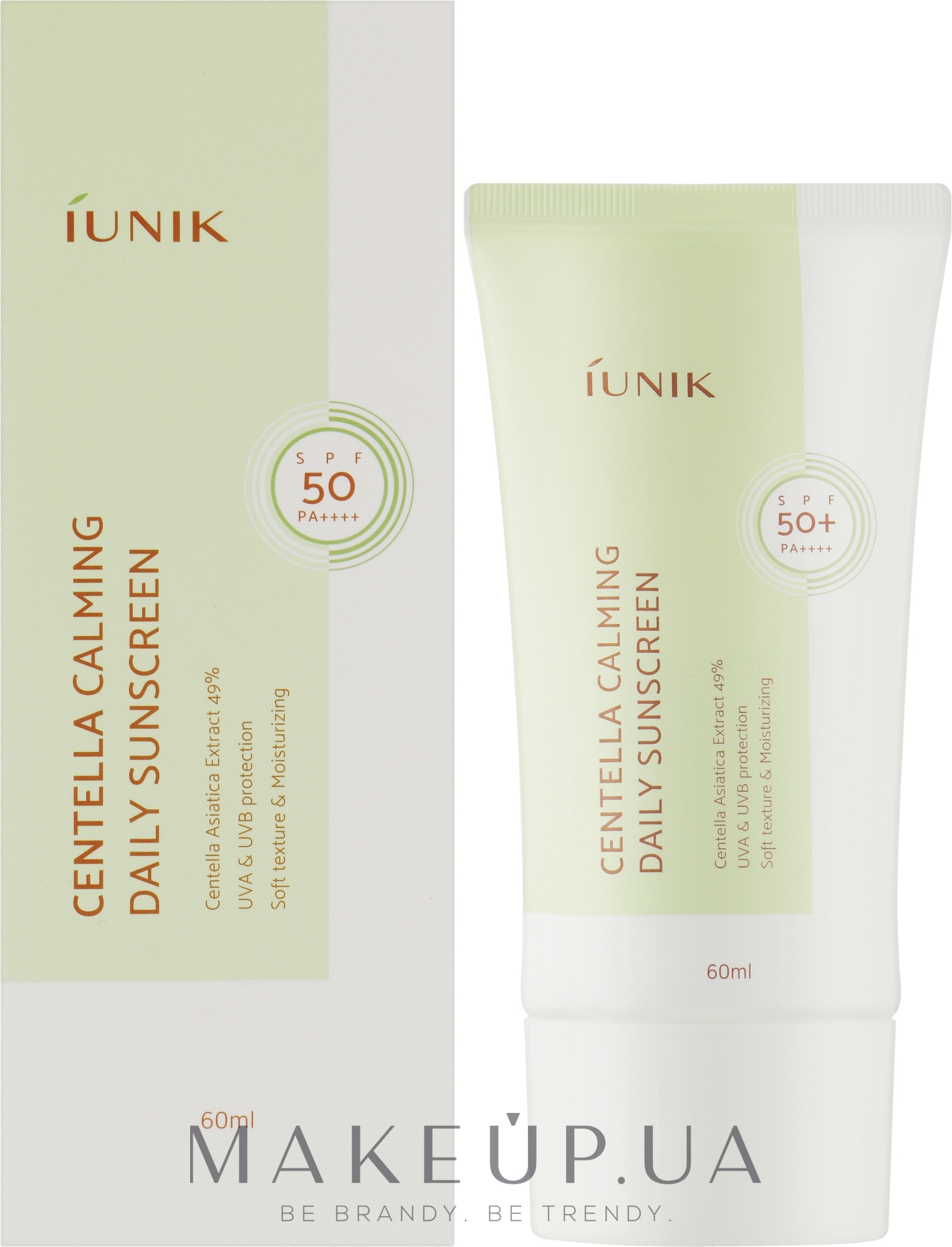 Сонцезахисний крем з екстрактом центели - Iunik Centella Calming Daily Sunscreen SPF50+ — фото 60ml